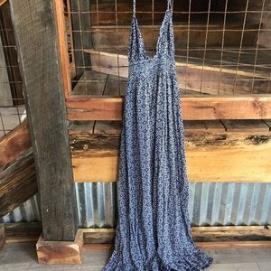 Navy blue boho maxi dress